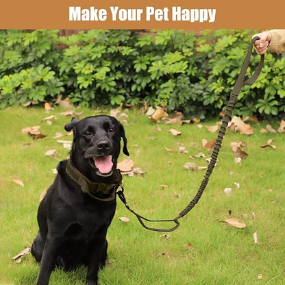 Tactical Dog Collar Leash Set, Adjustable Military Training Nylon Collar Dog Training with Control Handleand Metal Buckle, Dog Collar for Medium Large Dogs (Green,XL) - PAWPICO