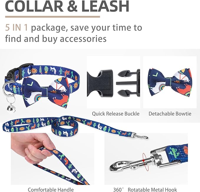 PUPTECK Adjustable Dog Harness Collar and Leash Set, Step in No Pull Pet Harness for Small Medium Dogs Puppy Cats Outdoor Walking, Soft Mesh Padded Reflective Vest Harnesses, Navy Blue Alpaca, S PUPTECK