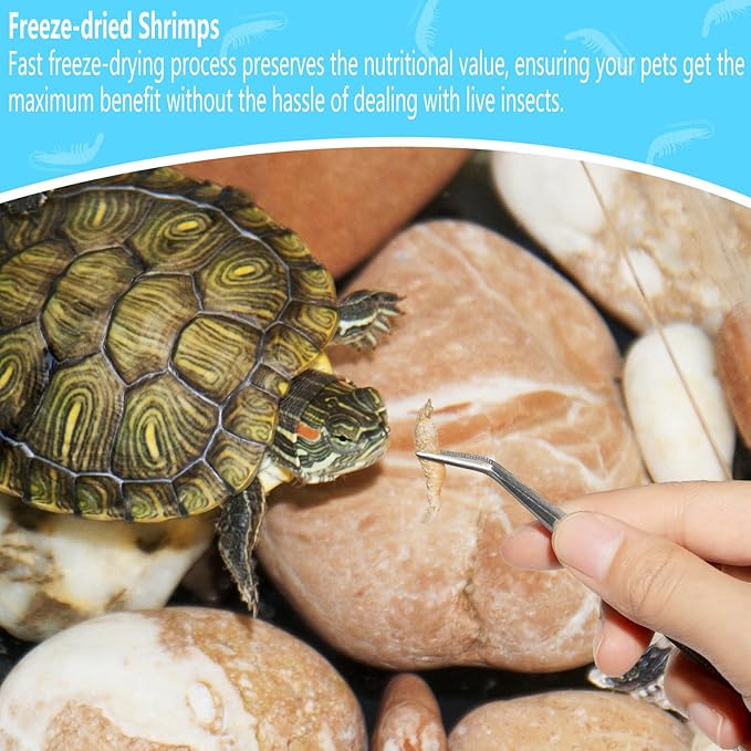 Freeze Dried Shrimp – 3.5 Oz Freeze Dried River Shrimp, Shrimp Turtle Food, Turtle Shrimp, Nutrient-Rich Shrimp Treat for Reptiles, Aquatic Turtles, Sugar Gliders, Hedgehogs, Tropical Fish Jadingfarm