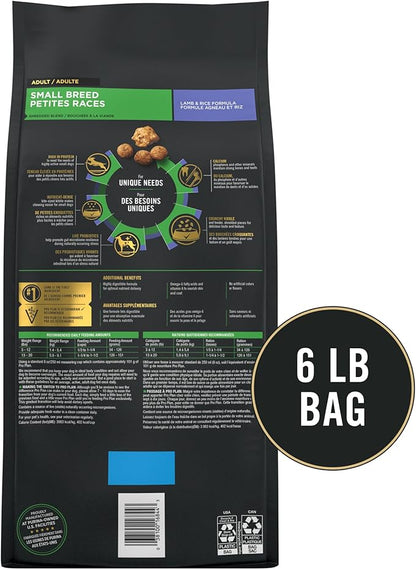 Purina Pro Plan Small Breed High Protein Dog Food Dry Shredded Blend Lamb and Rice Formula - 6 lb. Bag - PAWPICO