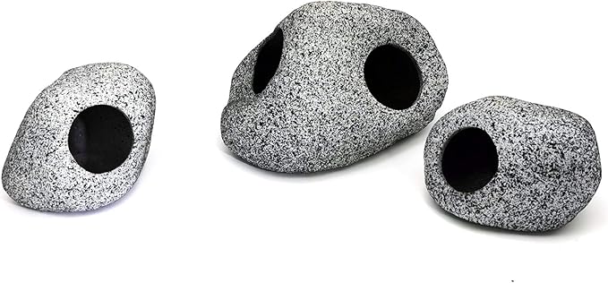 JIH Aquarium Decorations Rock, Ceramic Shelters - Shrimp Habitat, Breeding Tube, Hiding cave, Stackable Fish Tank Decor Cave for Hiding, Betta Fish (J101+J001x2) JIH