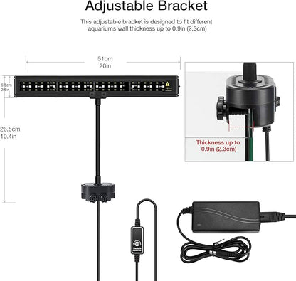 IREENUO Aquarium LED Light, Full Spectrum Fish Tank Clip on Light with Remote, Color Changing Lighting for Reef Coral Aquatic Plants and Fish Keeping (16W（20.4 inch）) SpeciallyforyourpettoprovideavarietyofqualityproductsYearsofresearchexperienceinpetwarmcoattoprovideyourpetwiththewarmestprotectioninwinter