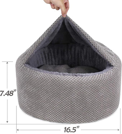 Winsterch Large Cat Beds Warm Covered Cat Beds for Indoor Outdoor Cats Kittens,Soft Enclosed Washable Round Pet Cat Cave Bed for Cats or Small Dog,Calming Cat Bed,16.5''x16.5''x7.48'' - PAWPICO