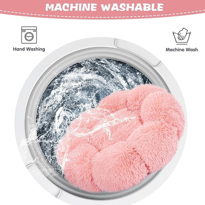 Cat Bed Cute, 23.6" Washable Pink Donut Bed for Indoor Cats and Small Dogs,Soft Cute Flower Fluffy Round Donut Cat Beds,Anti Anxiety Pet Bed,Self-Warming Bed,Blush Pink - PAWPICO