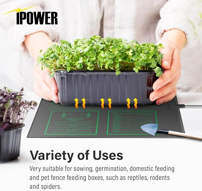 iPower 2 Pack 20" x 20.75" Seeding Heat Mat with Thermostat Temperature Adjustable Knob Durable Warm Hydroponic Plant Germination Starting Pad, Black iPower