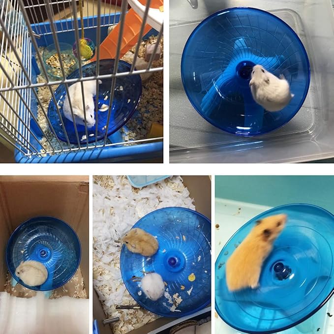 Hamster Flying Saucer Silent Running Exercise Wheel for Gerbil Rat Mouse Hedgehog Small Animals (Blue) Wontee