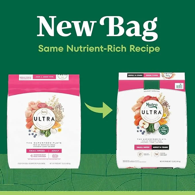 Nutro Ultra Adult Small Breed Dry Dog Food, Chicken, Lamb and Salmon Protein Trio, 12 lb. Bag - PAWPICO