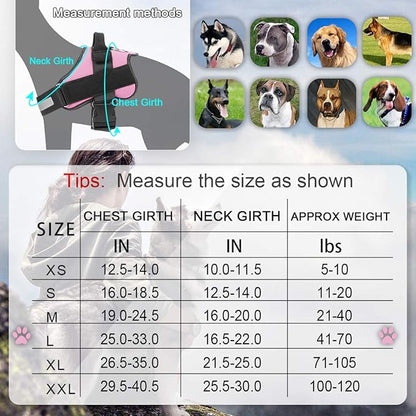 Bolux Dog Harness, No-Pull Reflective Dog Vest, Breathable Adjustable Pet Harness with Handle for Outdoor Walking - No More Pulling, Tugging or Choking (Pink, L) Bolux