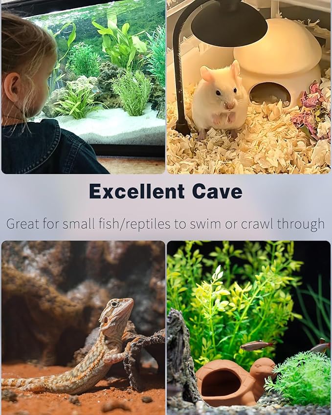 Uniclife Aquarium Turtle Ornament Fish Tank Decoration Ceramic Turtle Animal Hut for Fish Tank Landscape Aquarium Hideout Hideaway Spawning Cave Decor for Shrimp Betta Goldfish and Reptiles UnicLife