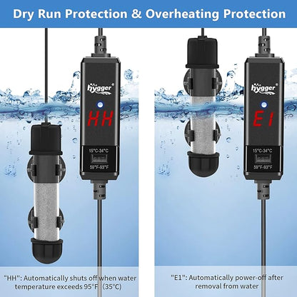 hygger Small Aquarium Betta Heater, Submersible Fish Tank Heater 10W/25W/50W/100W with LED Digital Display, Suitable for Marine Saltwater and Freshwater up to 5/10/16/26 Gallon hygger