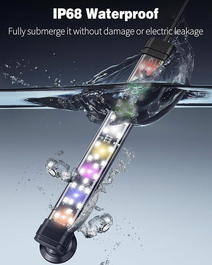 Pawfly 5 W Aquarium LED Light 8 Inch 24/7 Fish Tank Light with Full Spectrum Brilliant White Blue Red Green Lights Multi-Colored LEDs with D/N Mode Single Color Effects Timer and Adjustable Brightness Pawfly