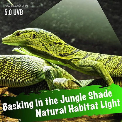 UVB Reptile Light, 2-Pack UVB5.0 24W Bulbs, UVA UVB Reptile Light Bulb Lamp for Chameleon,Turtle,Gecko,Lizard, UV Bulbs for Tropical Reptiles ReptiKing