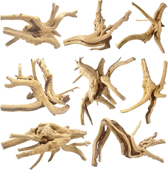 Natural Small Spiderwood Driftwood for Aquarium Decor Rptile Fish Tank Decoration Assort Branch 4-7'' 8 Pcs Jorewood