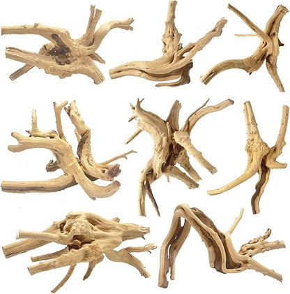 Natural Small Spiderwood Driftwood for Aquarium Decor Rptile Fish Tank Decoration Assort Branch 4-7'' 8 Pcs Jorewood