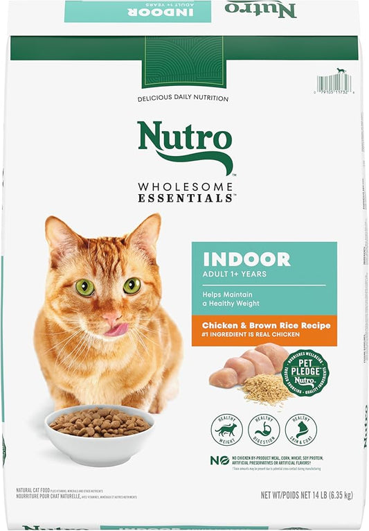 Nutro Wholesome Essentials Indoor Dry Cat Food, Chicken & Brown Rice Recipe, 14 lbs. - PAWPICO