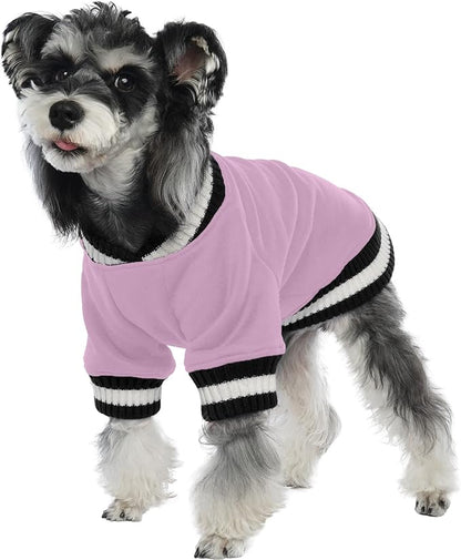 FUAMEY Dog Pullover Sweatshirt，Dog Winter Sweaters Warm Dog Clothes Dog Vest Thick Puppy Pullover Soft Pet Fleece Sweater Cute Doggie Boy Girl Outfit for Small Medium Dogs Lavender S - PAWPICO