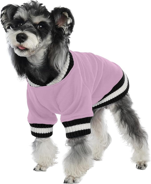 FUAMEY Dog Pullover Sweatshirt，Dog Winter Sweaters Warm Dog Clothes Dog Vest Thick Puppy Pullover Soft Pet Fleece Sweater Cute Doggie Boy Girl Outfit for Small Medium Dogs Lavender S - PAWPICO