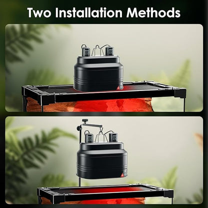 MIXJOY Dual Reptile Light Fixture, Max 160W Reptile Heat Lamp Fixture with Separate Switches, Fits Reptile Light/Heat Lamp/UVB Light for Lizards, Turtles, Snakes, and Amphibians MIXJOY