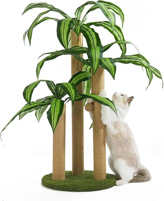 31.5Inch Cat Scratching Post,Cat Scratcher Tree with 3 Scratching Poles & 2 Interactive Dangling Balls,Cats Scratching Posts for Indoor Kitten & Adult Cats - PAWPICO