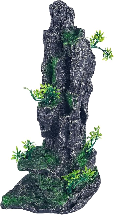 Large Fish Tank Decorations - Mountain View Aquarium Ornament with Tree House Cave SiissaPeksid