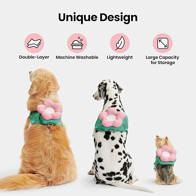 VETRESKA Flora Dog Harness, Leash and Collar Set, No Pull Dog Vest Harness for Walking and Training, Adjustable, Easy Control and Soft Padded Pet Harness and Backpack for Small Medium Large Dogs, L VETRESKA