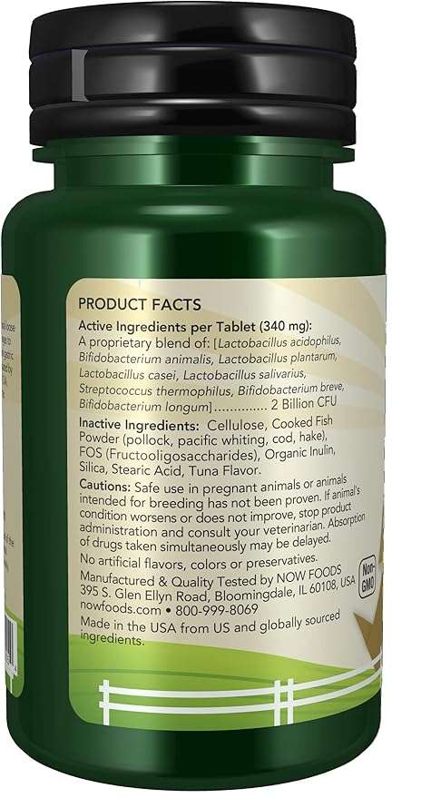 NOW Foods Pet Health, G.I. Support Supplement, Formulated for Cats & Dogs, NASC Certified, 90 Chewable Tablets NOW