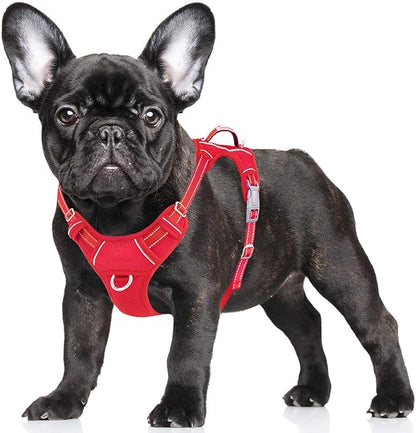 BARKBAY No Pull Dog Harness Large Reflective Dog Harness with Front Clip and Easy Control Handle for Walking Training Running with ID tag Pocket(Red,S) BARKBAY
