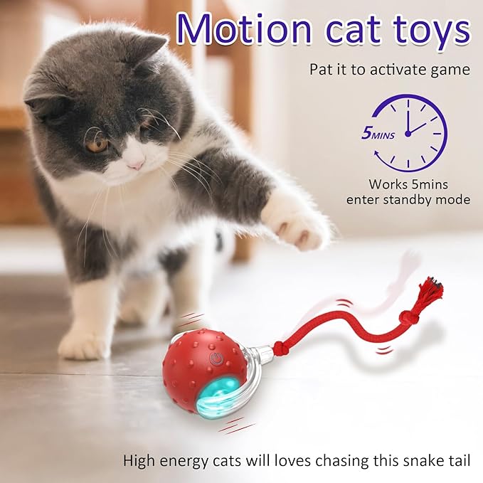 Cat Toys Interactive with Motion Activated & Chirping, Rolling Super Fast on Carpet Happy Party Game with Kittens - PAWPICO