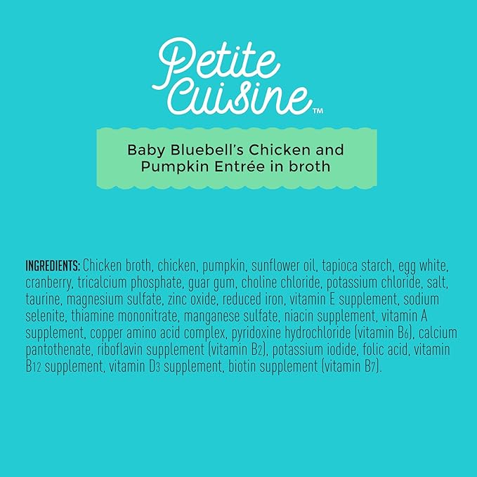 PETITE CUISINE Baby BlueBells's Wet Cat Food, Chicken and Pumpkin, 2.8 oz Cans (24 Count) - PAWPICO