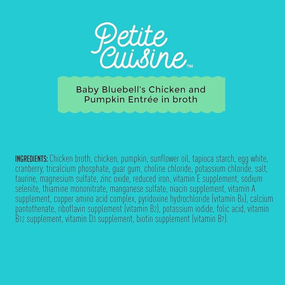 PETITE CUISINE Baby BlueBells's Wet Cat Food, Chicken and Pumpkin, 2.8 oz Cans (24 Count) - PAWPICO