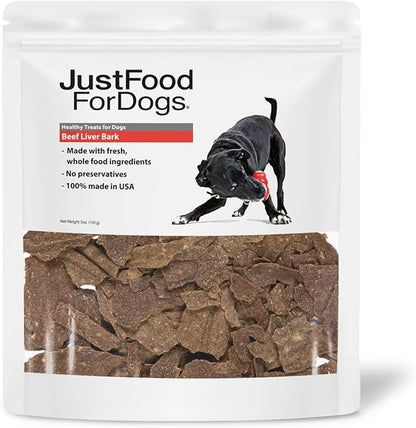 JustFoodForDogs Limited-Ingredient Beef Liver Healthy Dog Treats, Preservative-Free, Made in The USA, 5 oz - PAWPICO