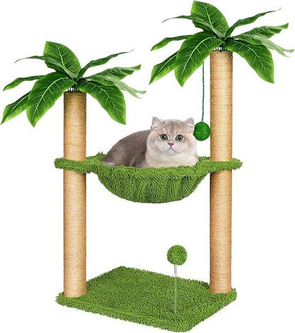 Dohump Cat Tree with Hammock and Premium Sisal Scratching Post,Activity Dangling Ball and Spring Ball for Indoor Kittens/Cats - PAWPICO