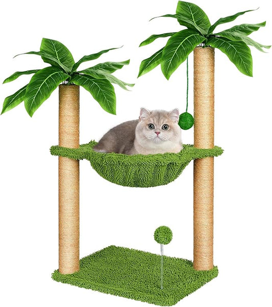 Dohump Cat Tree with Hammock and Premium Sisal Scratching Post,Activity Dangling Ball and Spring Ball for Indoor Kittens/Cats - PAWPICO