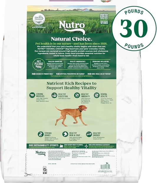 NUTRO NATURAL CHOICE Adult Dry Dog Food, Venison Meal & Brown Rice Recipe Dog Kibble, 30 lb. Bag - PAWPICO