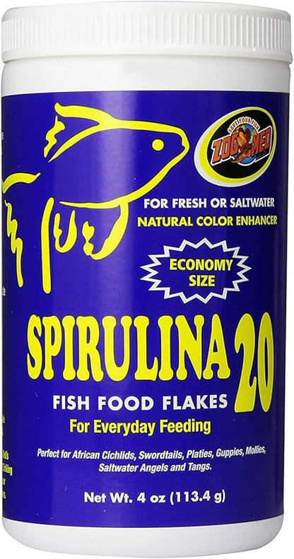 Zoo Med Spirulina 20 Flake Fish Food, 4-Ounce ZooMed