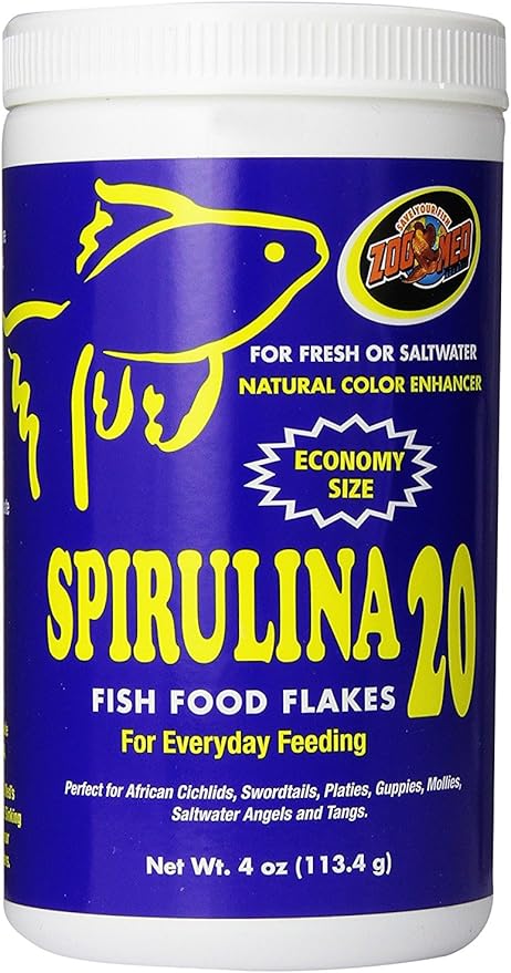 Zoo Med Spirulina 20 Flake Fish Food, 4-Ounce ZooMed