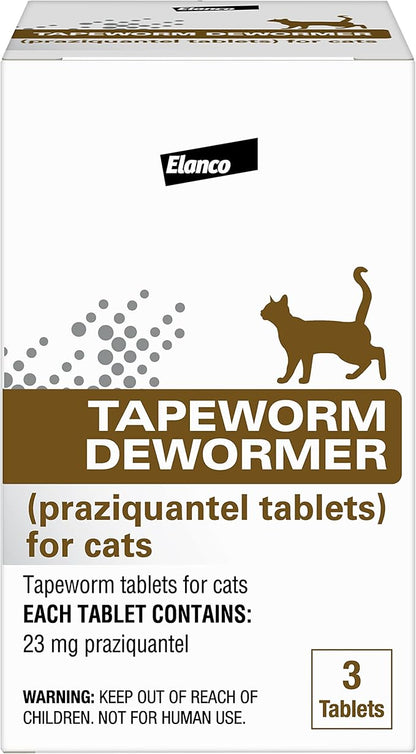 Elanco Tapeworm Dewormer (praziquantel tablets) for Cats and Kittens 6 Weeks and Older, 3-count Elanco