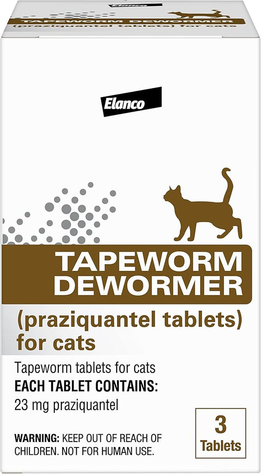Elanco Tapeworm Dewormer (praziquantel tablets) for Cats and Kittens 6 Weeks and Older, 3-count Elanco