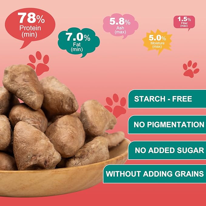 Chicken Hearts Dog Treats - Freeze Dried Chicken Heart Cat Treats Single Ingredient All Natural High Protein Pet Treats（3.5OZ） - PAWPICO