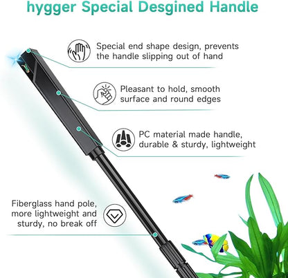 hygger 6-in-1 Aquarium Cleaning Tools, Multipurpose Fish Tank Cleaning Kit for 20-160 Gallon Tank with Telescopic Long Handle,6 Clean Heads hygger