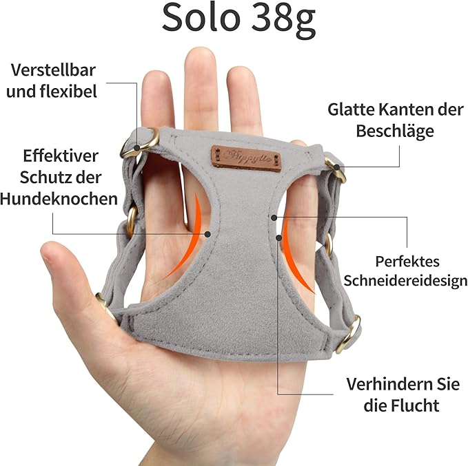 Puppytie No Pull Small Dog Harness with Multifunction Dog Leash,Lightweight Soft Adjustable No Choke Escape Proof Pet Harness Vest Pet Harness Vest,Silver Grey,S - PAWPICO