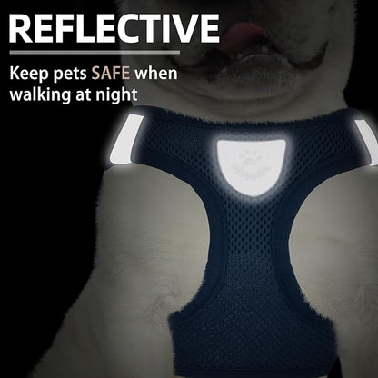PUPTECK Adjustable Dog Harness Collar and Leash Set Step in No Pull Pet Harness for Small Medium Dogs Puppy and Cats Outdoor Walking Running, Soft Mesh Padded Reflective Vest Harnesses PUPTECK