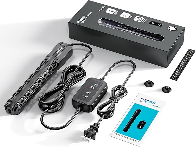 FREESEA Aquarium Heater for Fish Tank: 100W/200W/300W/500W Submersible Fish Tank Heaters with Over-Temperature and Off-Water Protection for 10-20 Gallon Saltwater and Freshwater FREESEA