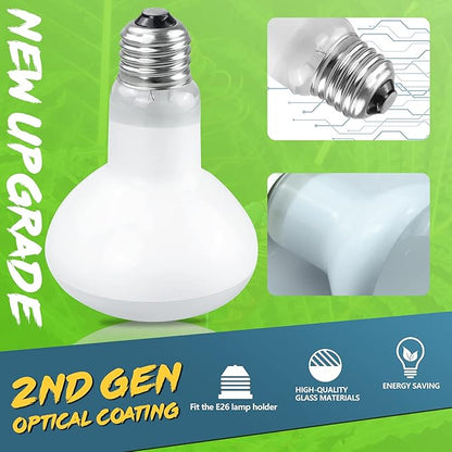 LUCKY HERP 2 Pack Reptile Heat Lamp Bulbs 75W (2nd Gen), Basking Light Bulb for Reptiles & Amphibians, Simulated Natural Sunlight Terrarium Heat Lamps for Bearded Dragon, Lizard, Turtle, Tortoise LUCKYHERP