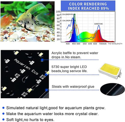 KZKR Upgraded Aquarium Light Multi-Color Remote Control 72-84 inch LED Hood Lamp for Freshwater Marine Plant Fish Tank Light Decorations KZKR