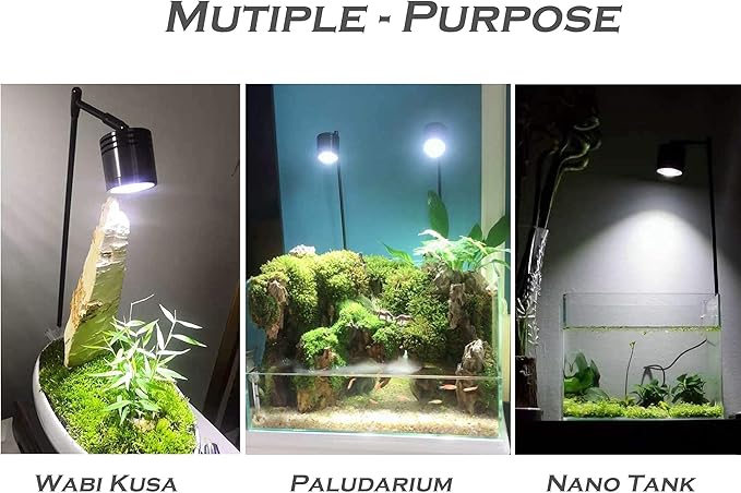 LED Aquarium Light, Full Spectrum COB LED Spotlight for Planted Aquariums, Small/Nano Tanks, Wabikusa, Terrarium, Paludarium HIROAquatics