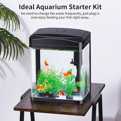 2 Gallon Aquarium Starter Kit Small Glass Betta Fish Tank Desktop Mini Fish Bowl for Shrimp Goldfish with Filter Pump LED Light PAWPICO