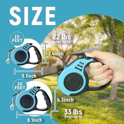 Retractable Dog Leash Automatic Telescopic Tractor Dog Tape, Pet Tape 10/16 FT Durable and Convenient, with Non-Slip Handle, Suitable for Small and Medium-Sized Dogs Lake Blue LIEVUIKEN