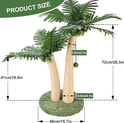 35" Tall Cat Scratching Post Cat Scratcher, 2 Curved Design Cat Post with 5 Interactive Balls, Natural Sisal Rope Cat Scratching Posts for Indoor Cats Adults and Kitten (Style A) - PAWPICO