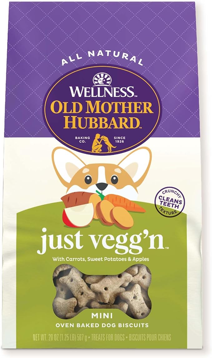 Old Mother Hubbard by Wellness Classic Just Vegg'N Natural Dog Treats, Crunchy Oven-Baked Biscuits, Ideal for Training, Mini Size, 20 ounce bag - PAWPICO